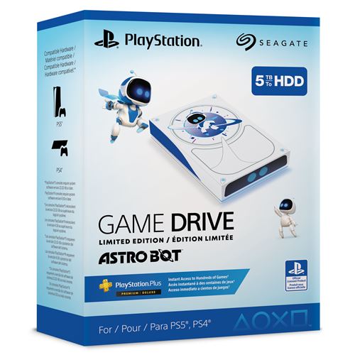 Disque dur externe Seagate 5 To Astro Bot Edition limitée Blanc pour PS4 et PS5 État correct Seagate reconditionné disponible sur Fnac