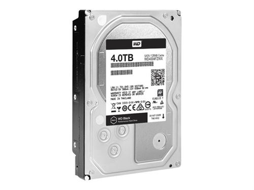 Disque dur performant WD Black WD4004FZWX - Disque dur - 4 To - interne - 3.5" - SATA 6Gb/s - 7200 tours/min - mémoire tampon : 128 Mo État correct Western Digital reconditionné disponible sur Fnac