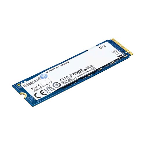 Disque SSD interne Kingston NV3 PCIe 4.0 NVMe 2 To Blanc et Bleu État correct Kingston reconditionné disponible sur Fnac
