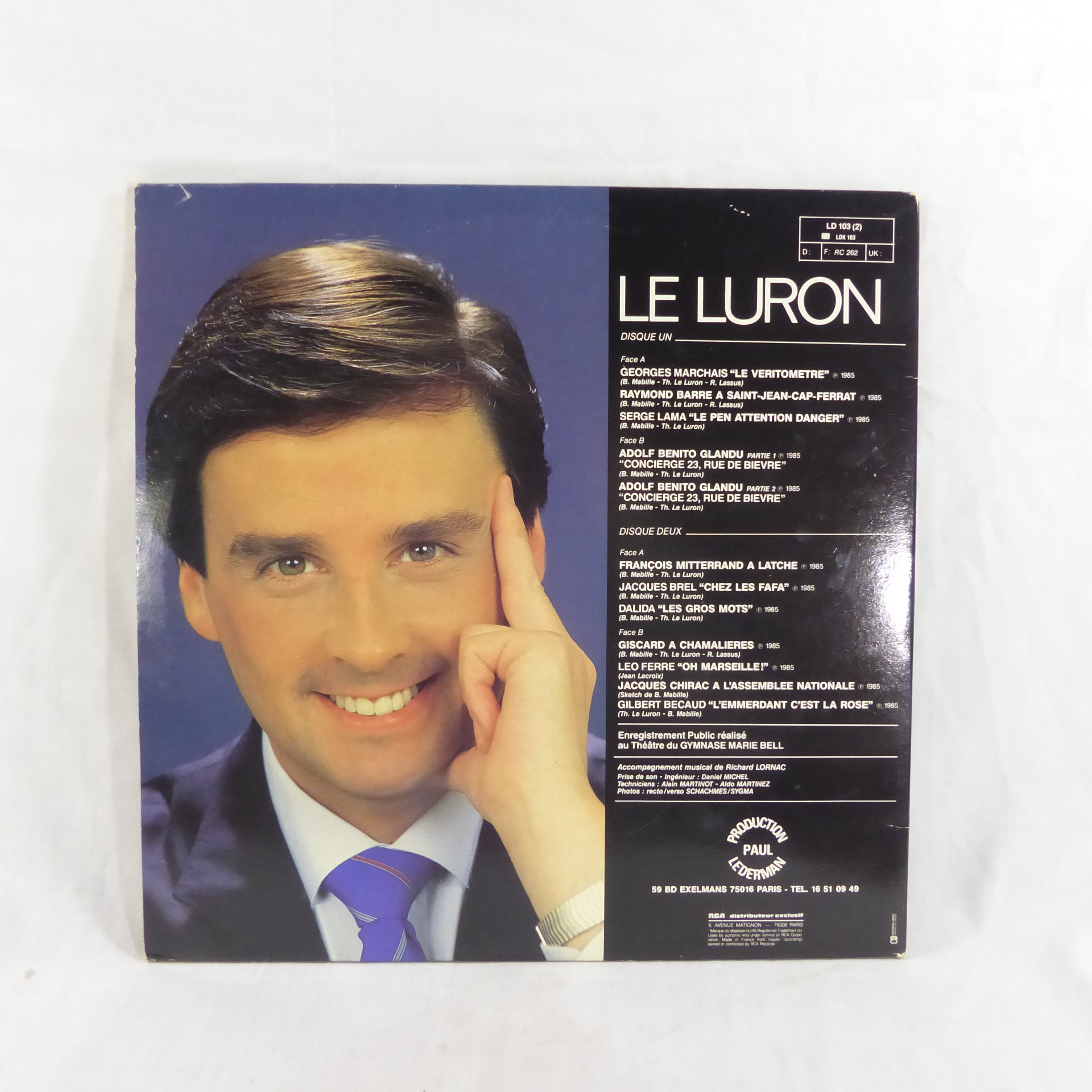 Voir photo 2 de Double vinyle 33T Le Luron / Le triomphe - Production Paul Lederman 1985 Double vinyle 33T Le Luron / Le triomphe - Production Paul Lederman 1985 Bon état reconditionné photo 2