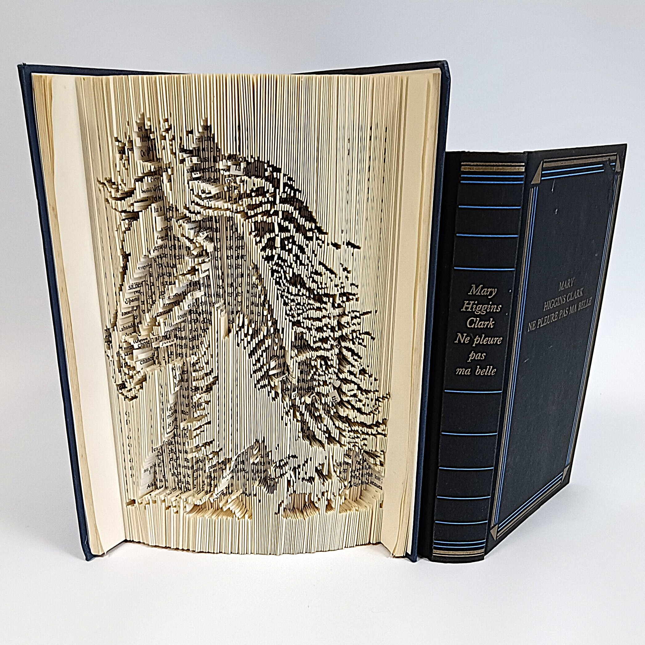 Voir photo 2 de Duo de livres pliés artistiques – Tête de cheval et dragon, sculptures décoratives en papier Duo de livres pliés artistiques – Tête de cheval et dragon, sculptures décoratives en papier Bon état reconditionné photo 2