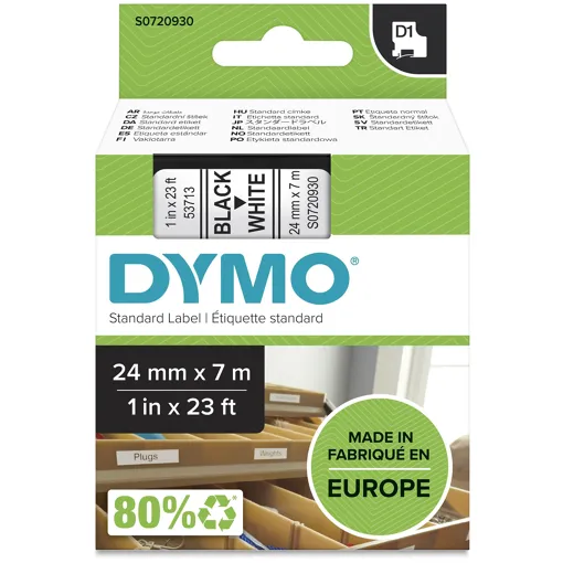 DYMO D1 étiquettes autocollantes authentiques impression en noir sur fond blanc 24 mm x 7 m pour étiqueteuses LabelManager occasion reconditionné disponible sur Rakuten