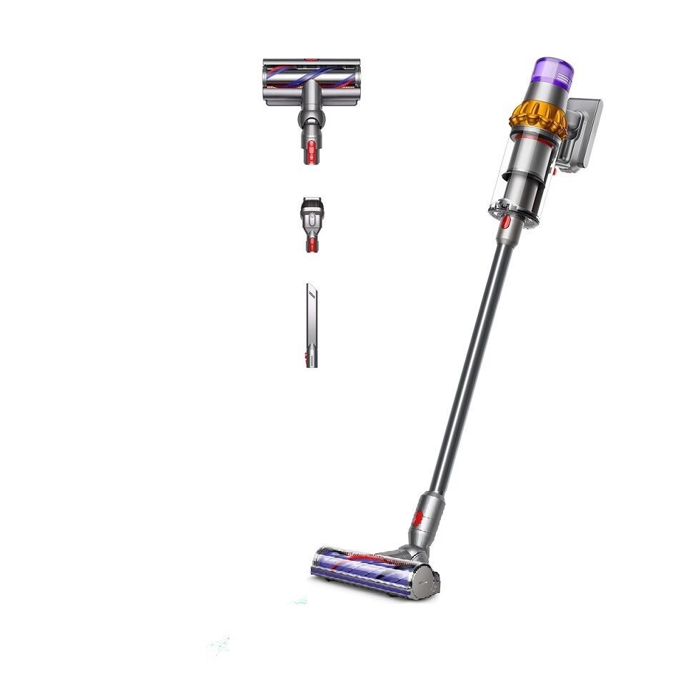 Dyson V15 Detect Absolute Aspirateur à main sans fil jaune/nickel Parfait état Dyson reconditionné disponible sur Refurbed