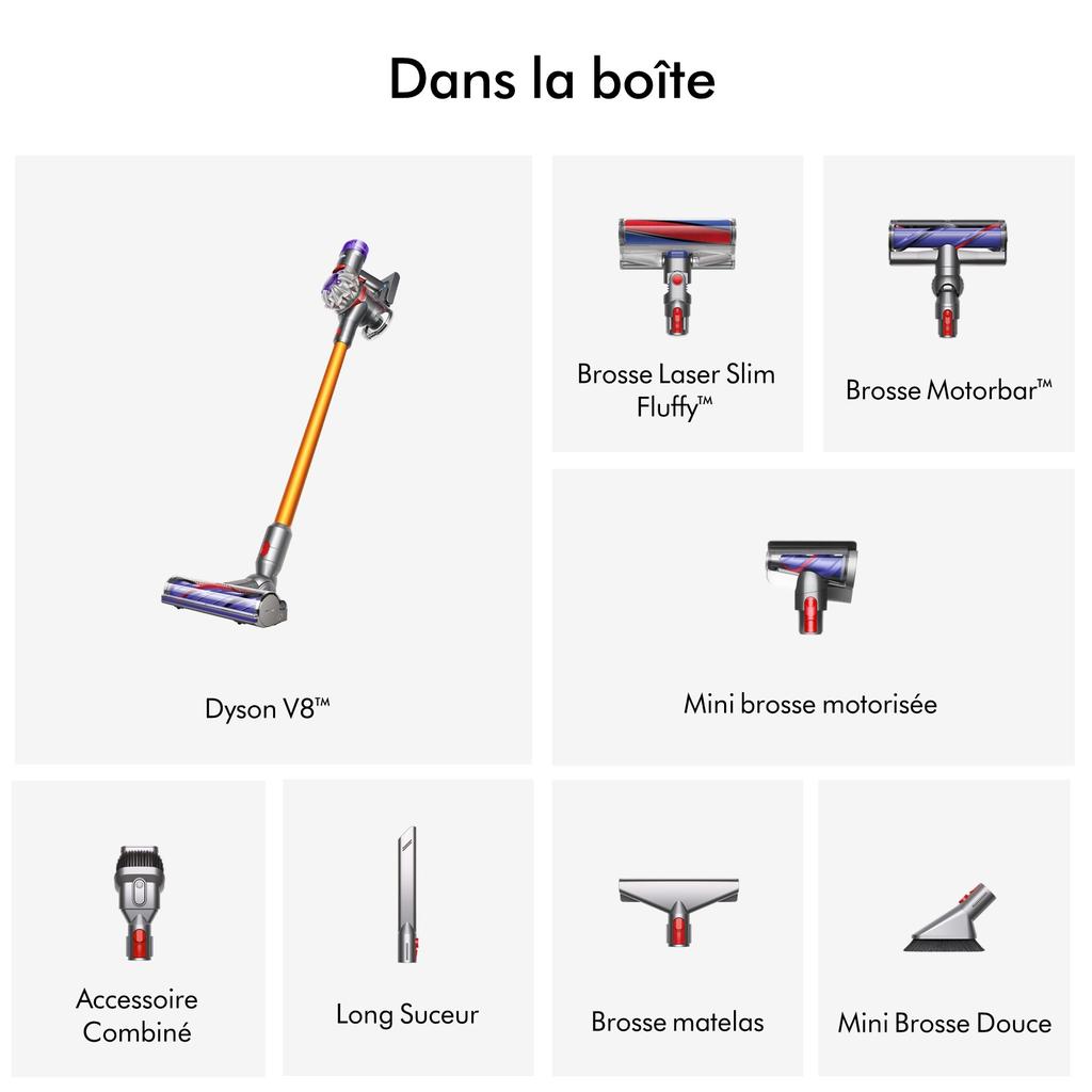 Voir photo 2 de Dyson V8 Absolute (Autres accessoires) - Jaune/Gris | Dero Dyson V8 Absolute (Autres accessoires) - Jaune/Gris Reconditionné Dyson reconditionné photo 2 | Dero