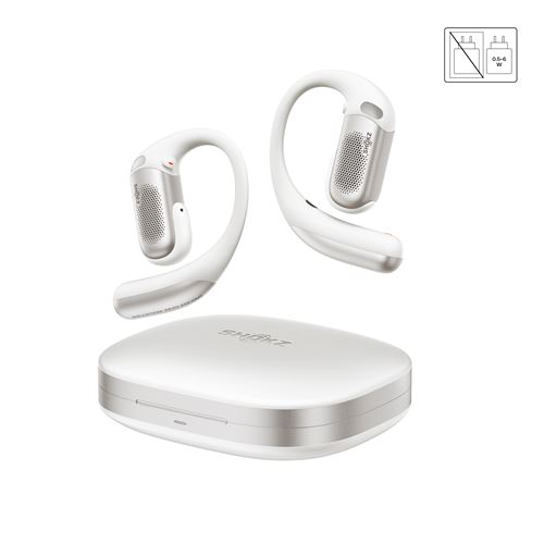 Ecouteurs sans fil à conduction aérienne True Wireless Shokz OpenFit Pro avec réduction de bruit Blanc État correct Shokz reconditionné disponible sur Fnac