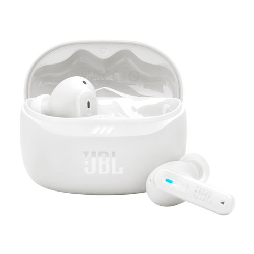 Ecouteurs sans fil Bluetooth JBL Tune Beam 2 avec réduction de bruit blanc État correct JBL reconditionné disponible sur Fnac