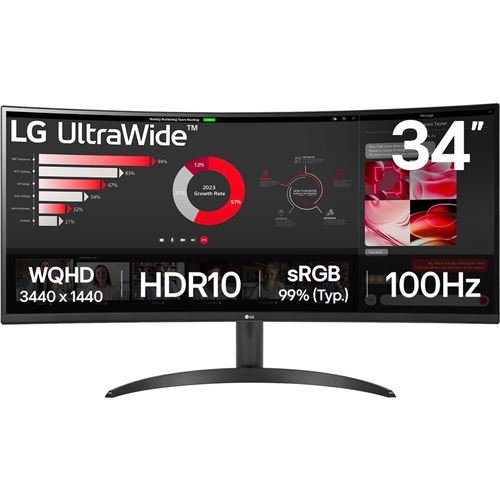 Ecran PC LG UltraWide 34WR50QK-B 34"" Incurvé WQHD État correct LG reconditionné disponible sur Fnac