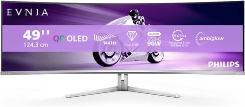 Écran PC Philips Evnia 8000 49M2C8900L 48.9" Dual QHD QD-OLED Blanc État correct Philips reconditionné disponible sur Fnac
