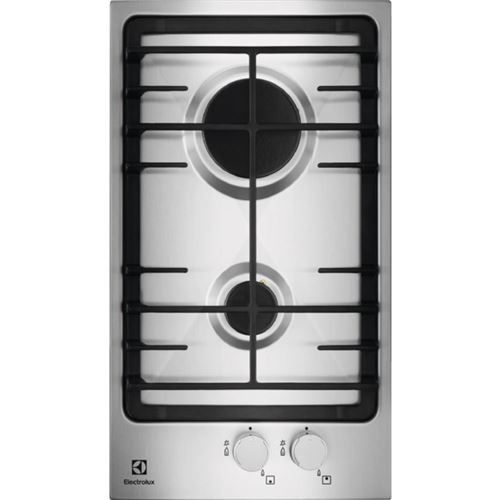 Electrolux EGG3322NVX - Table de cuisson au gaz - 2 plaques de cuisson - Niche - largeur : 27 cm - profondeur : 49 cm - argent - acier inoxydable État correct reconditionné disponible sur Fnac