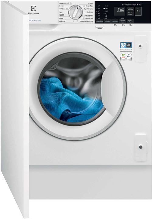 Electrolux EW7F1474BI - Machine à laver - intégré - Niche - largeur : 60 cm - profondeur : 56 cm - hauteur : 82 cm - chargement frontal - 7 kg - 1351 tours/min État correct Electrolux reconditionné disponible sur Fnac