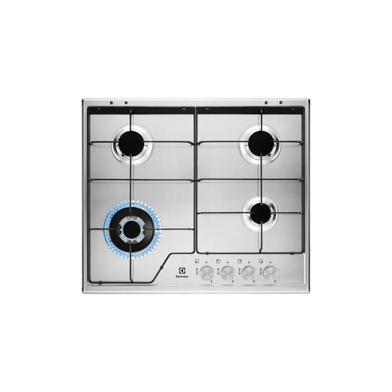 Electrolux KGS6434SX Plaque de cuisson à gaz encastrable en acier inoxydable 59 cm 4 brûleurs - Excellent état Parfait état Electrolux reconditionné disponible sur Pixmania