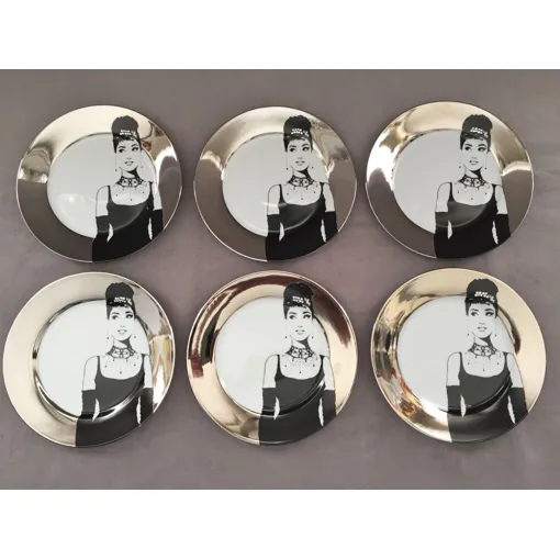 Elegant & Atypique Service De Table Assiettes A Dessert Effigie Audrey Hepburn occasion reconditionné disponible sur Rakuten