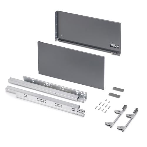 Emuca Tiroir extérieur Vertex avec réglages 3D hauteur 242mm, 60kg, profondeur 500mm, acier, Gris antracite État correct N/A reconditionné disponible sur Fnac