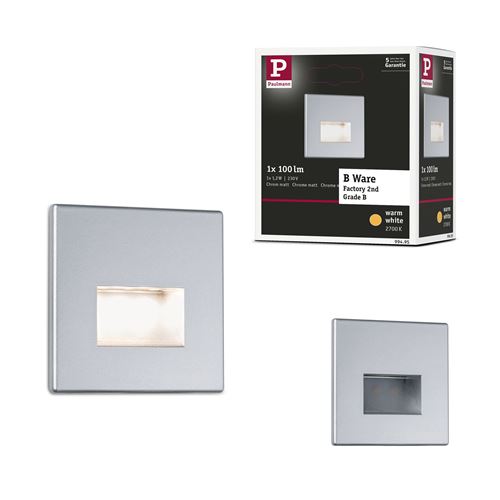 Encastré mural LED Grade B Edge Quadro carré 80x5mm 1,2W 50lm 230V 2700K Chrome mat Reconditionné État correct reconditionné disponible sur Fnac