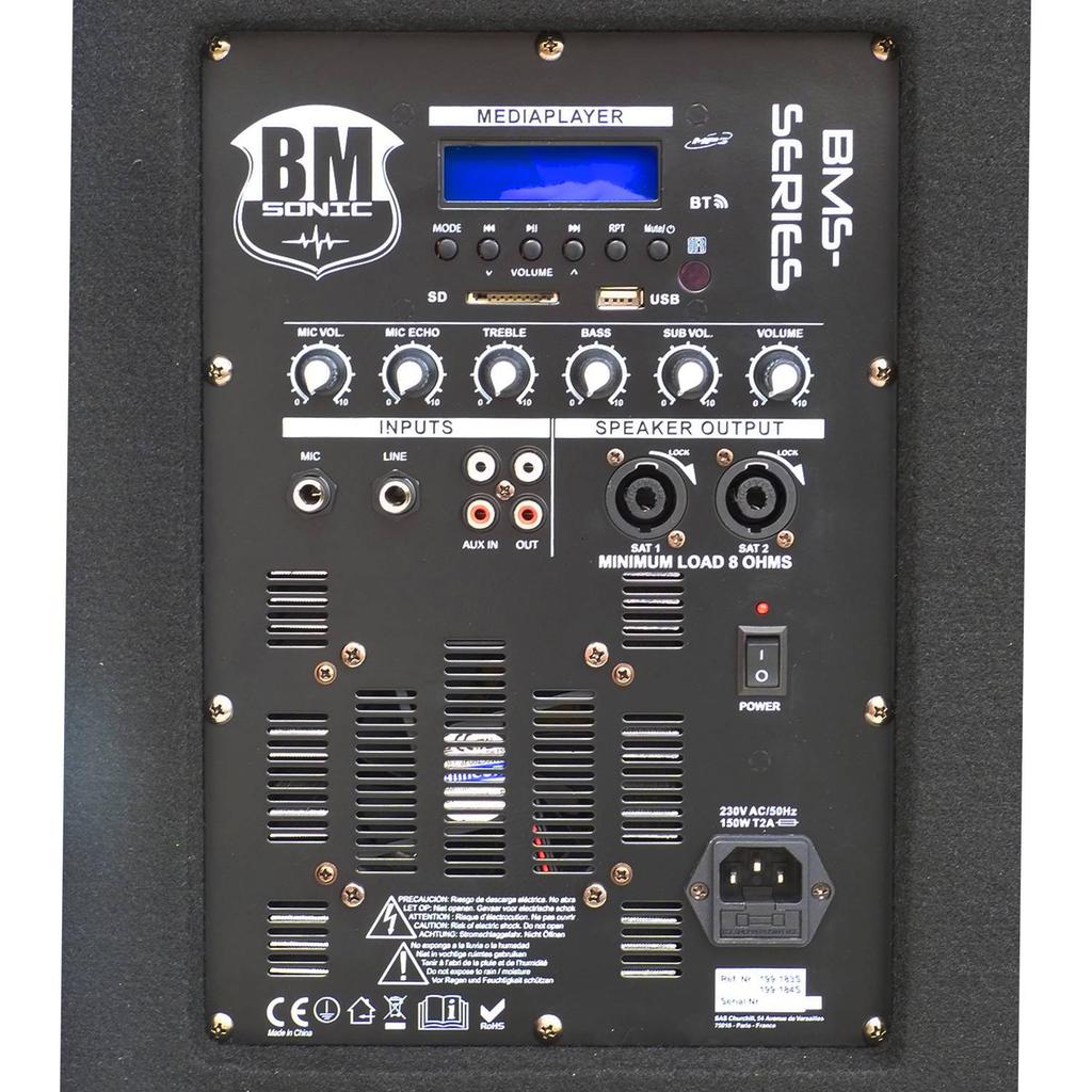 Enceinte Bluetooth Bm Sonic Système Sonorisation 4400W Complet, 4 Enceintes, 2 Subwoofers USB/BLUETOOTH CABLE PC + Pieds, Prestations, Micro SONO DJ P Reconditionné N/A reconditionné photo 4 | Dero