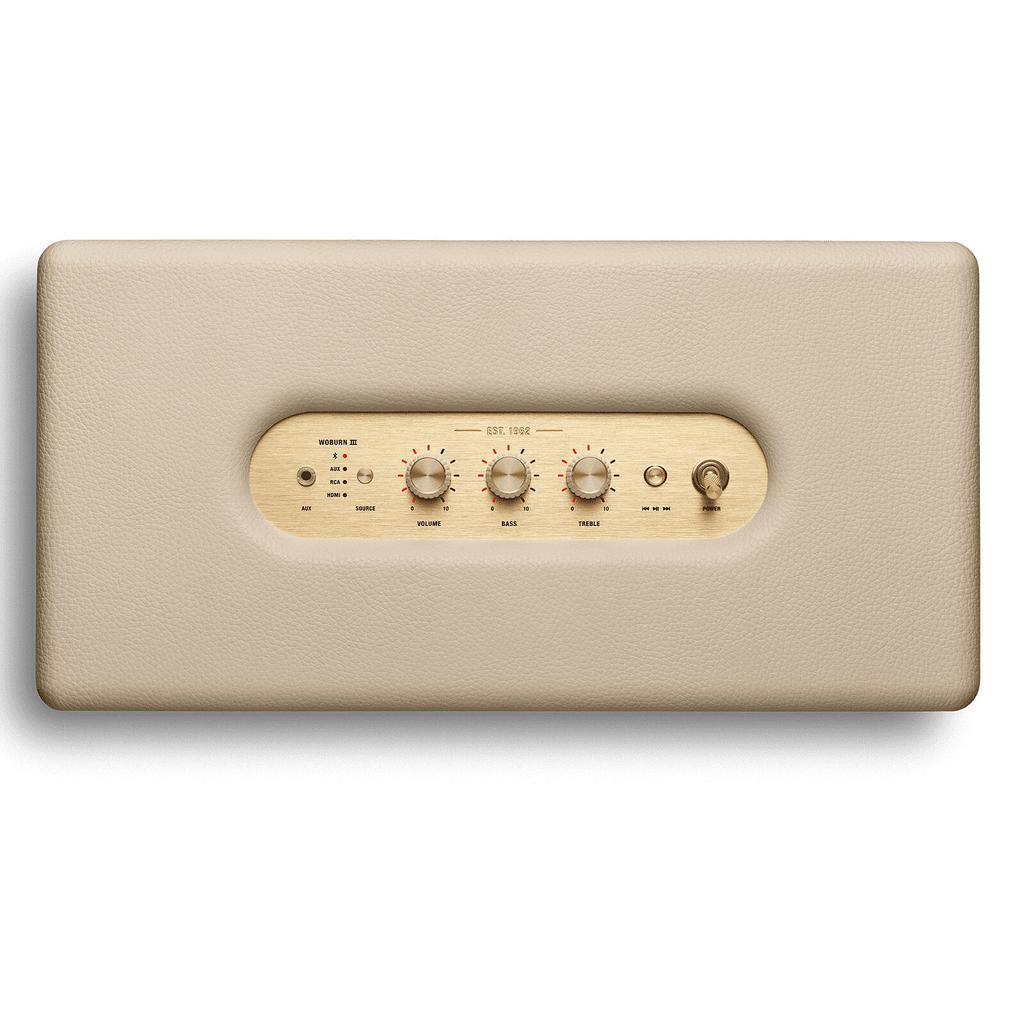Voir photo 2 de Enceinte Bluetooth Marshall Woburn III - Crème | Dero Enceinte Bluetooth Marshall Woburn III - Crème Reconditionné Marshall reconditionné photo 2 | Dero