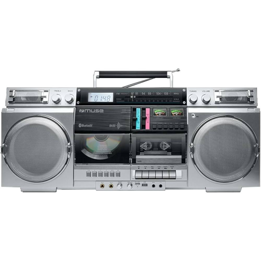 Enceinte Bluetooth MUSE M-380GBS Boombox Cassettes rétro avec Lecteur CD, AUX et Bluetooth, Compatible Smartphone, enregistreur Cassette - Gris Reconditionné Muse reconditionné disponible sur Backmarket | Dero