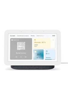 Enceinte intelligente sans fil Bluetooth et Wi-Fi Nest Hub 2è génération avec écran connecté Charbon Bon état Google reconditionné disponible sur Darty | Dero