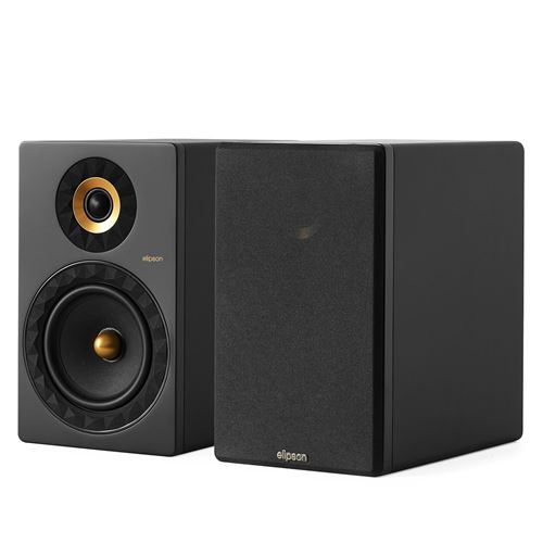 Enceintes bibliothèques Elipson® Prestige Facet II 8B Noir Mat Or vendues par paire État correct Elipson reconditionné disponible sur Fnac