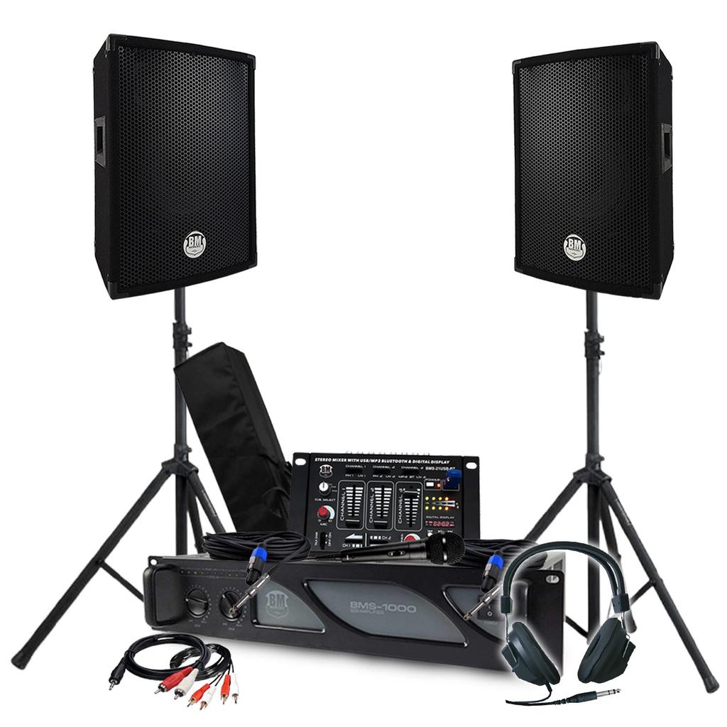 Enceintes sono Pack Sono BM SONIC Amplificateur 1000W, Paire d'Enceintes Passives 2x300W, Table de Mixage, Pieds, Casque DJ, Câbles et Micro Reconditionné - 358,99 € Enceintes sono Pack Sono BM SONIC Amplificateur 1000W, Paire d'Enceintes Passives 2x300W, Table de Mixage, Pieds, Casque DJ, Câbles et Micro Reconditionné N/A reconditionné disponible sur Backmarket