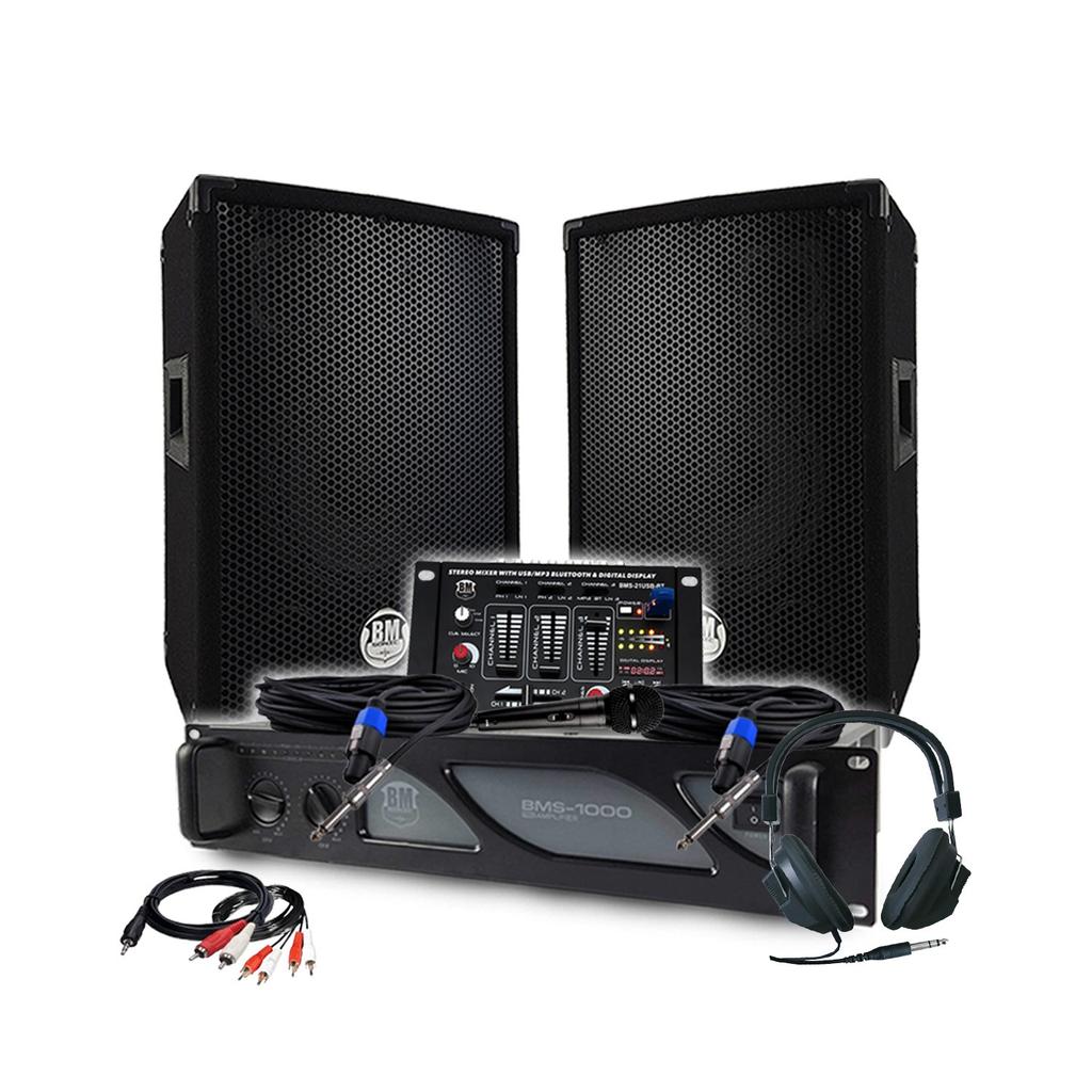 Enceintes sono Pack Sono DJ BM SONIC Amplificateur 1000W, Paire d'Enceintes Passives 2x300W, Table de Mixage, Casque DJ, Câbles et Micro Reconditionné - 308,99 € Enceintes sono Pack Sono DJ BM SONIC Amplificateur 1000W, Paire d'Enceintes Passives 2x300W, Table de Mixage, Casque DJ, Câbles et Micro Reconditionné N/A reconditionné disponible sur Backmarket