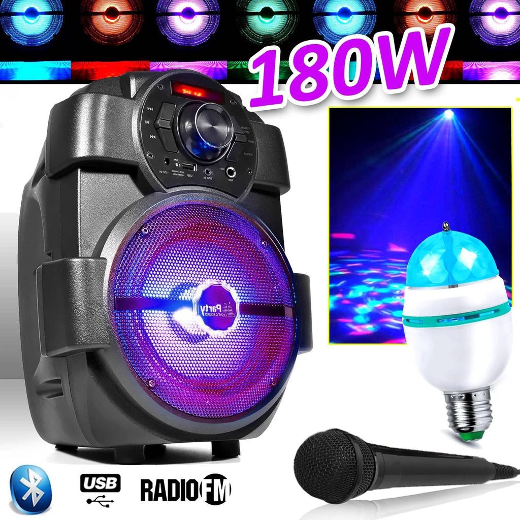 Enceintes sono Party Light Karaoké Enfants Enceinte 180W portable MICRO Batterie HANDY180 avec USB/BLUETOOTH/ RADIO FM + Ampoule 3 LED Reconditionné - 83,99 € Enceintes sono Party Light Karaoké Enfants Enceinte 180W portable MICRO Batterie HANDY180 avec USB/BLUETOOTH/ RADIO FM + Ampoule 3 LED Reconditionné Partylite reconditionné disponible sur Backmarket