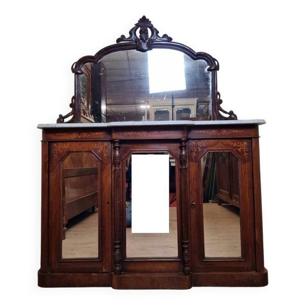 enfilade à ressaut époque Napoléon III en noyer et marqueterie XIXème Bon état reconditionné (offre indisponible)
