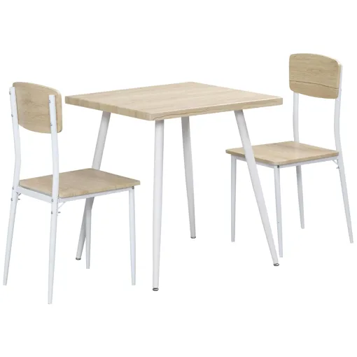 Ens. table chaise 3 pièces style nordique acier blanc effet bois clair Bon état reconditionné disponible sur Rakuten