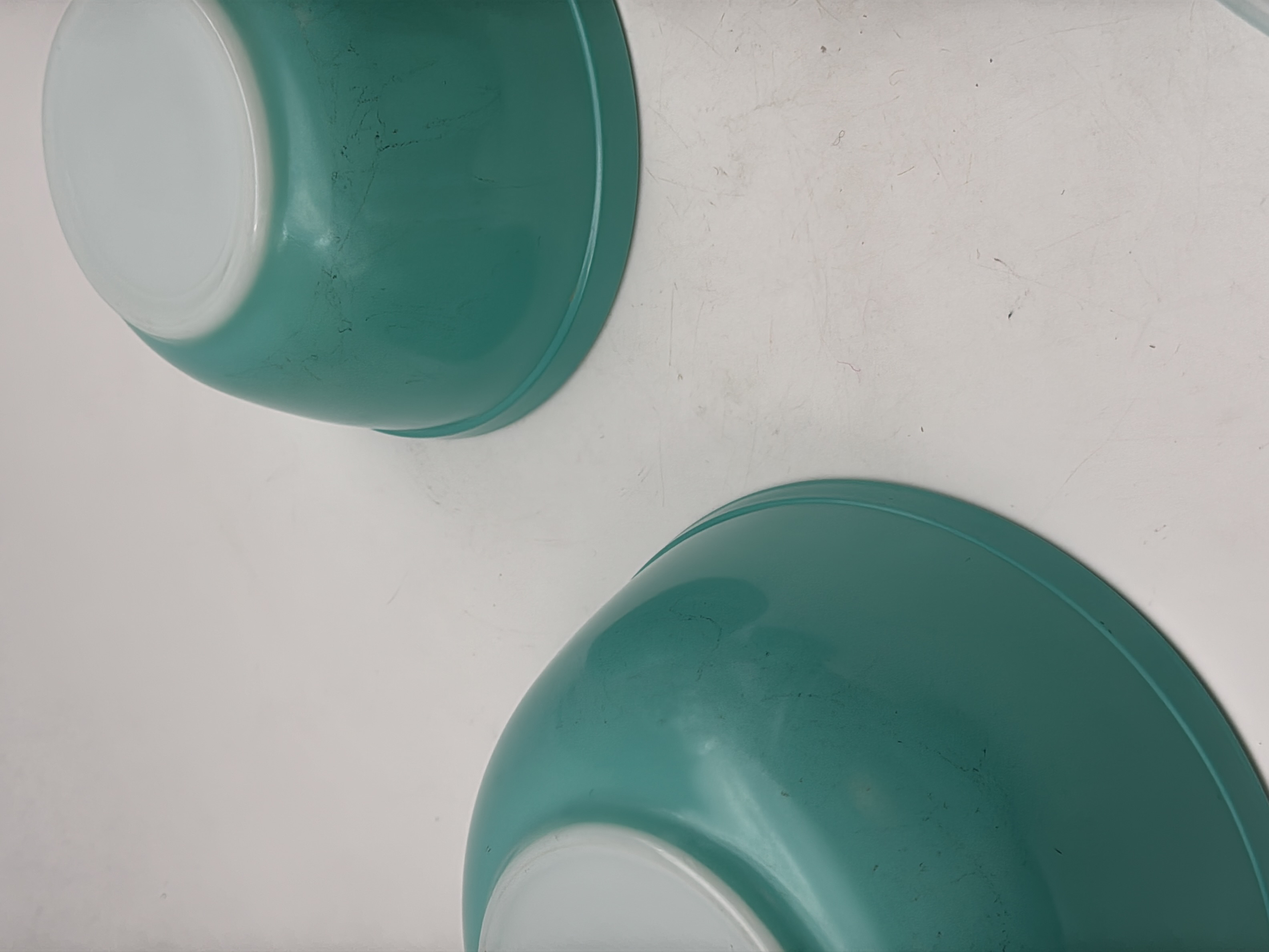 Voir photo 12 de Ensemble 4 Bols Pyrex Vintage Turquoise Ensemble 4 Bols Pyrex Vintage Turquoise Bon état reconditionné photo 12