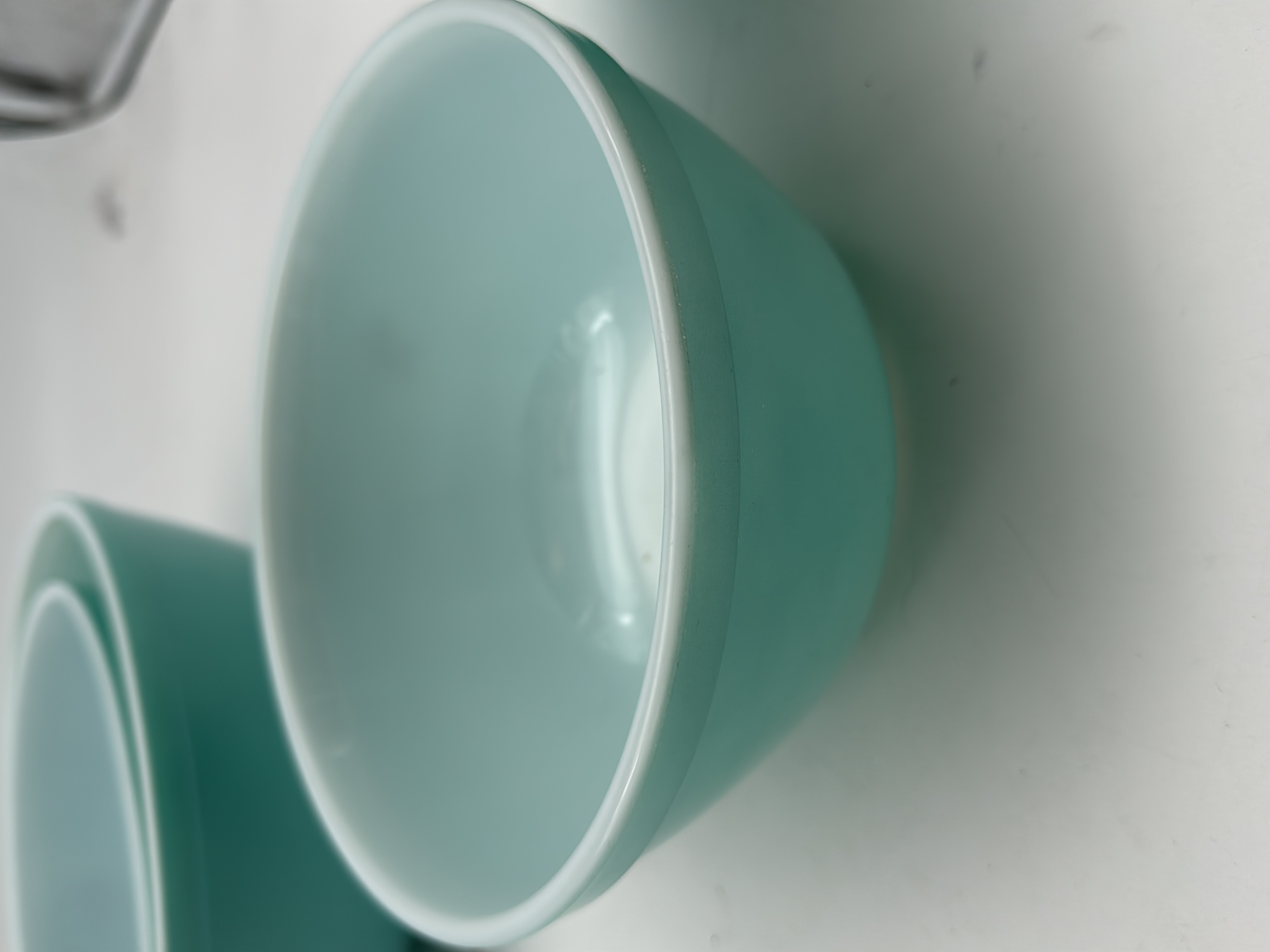 Voir photo 4 de Ensemble 4 Bols Pyrex Vintage Turquoise Ensemble 4 Bols Pyrex Vintage Turquoise Bon état reconditionné photo 4