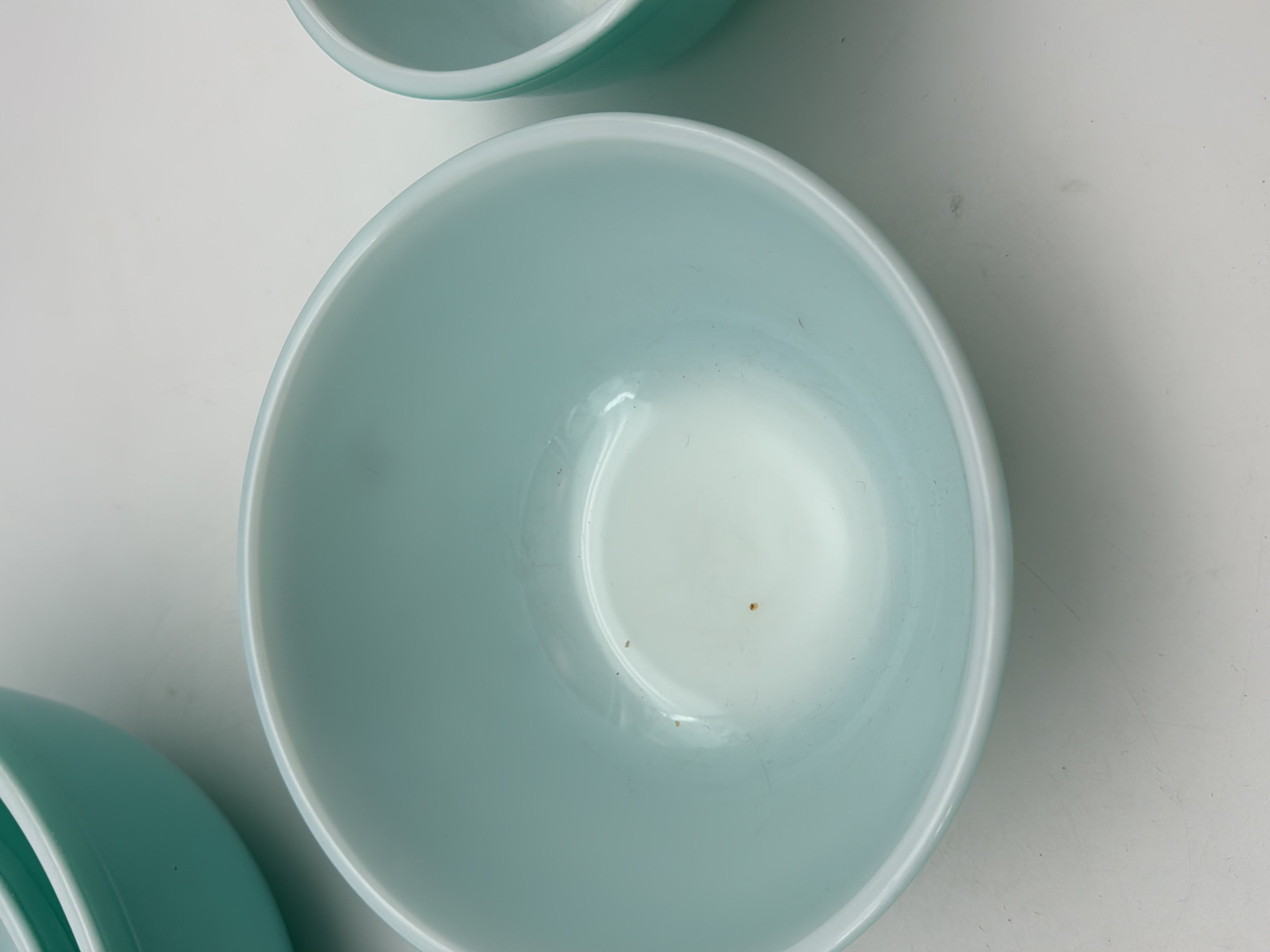 Voir photo 5 de Ensemble 4 Bols Pyrex Vintage Turquoise Ensemble 4 Bols Pyrex Vintage Turquoise Bon état reconditionné photo 5