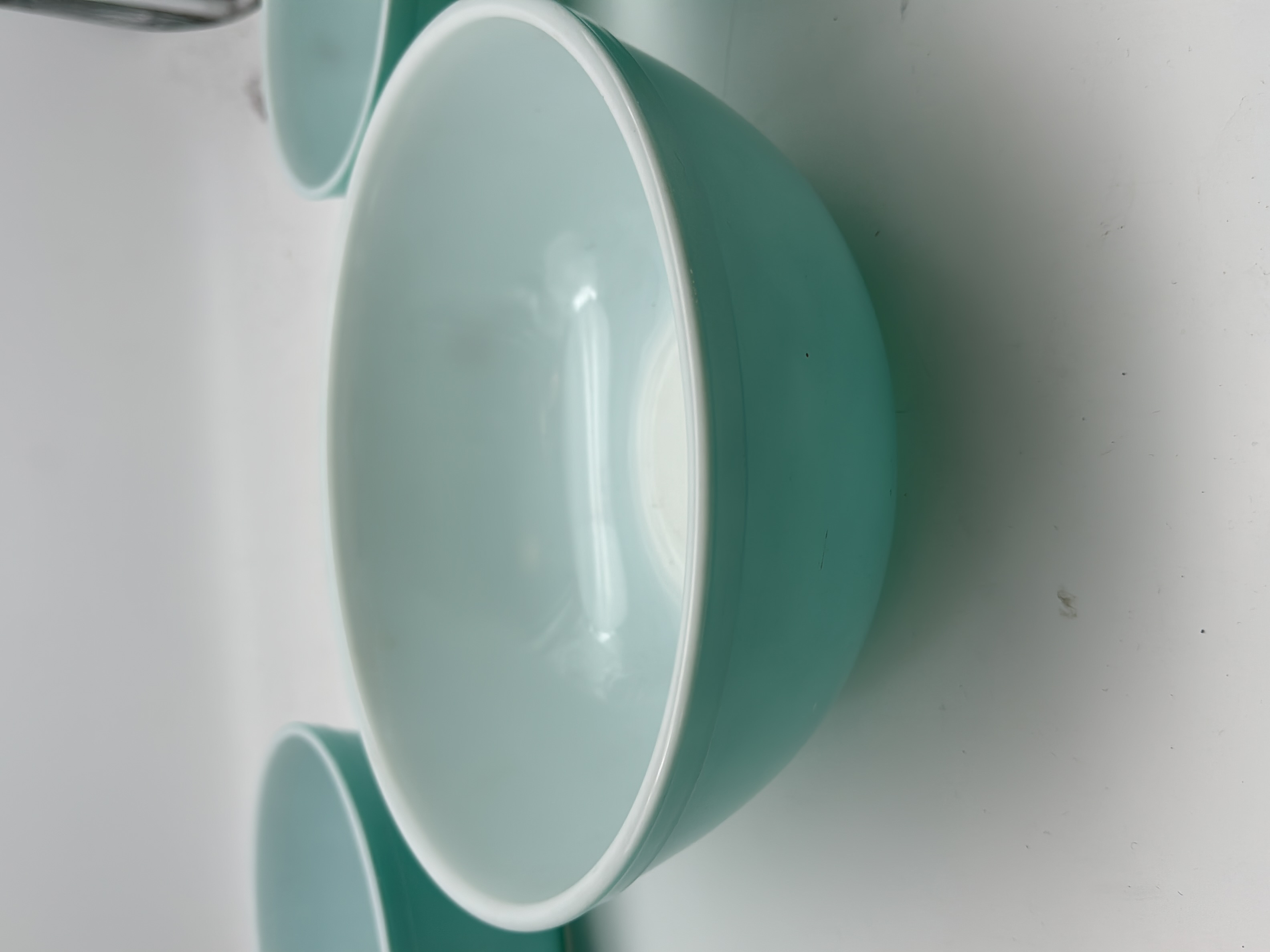 Voir photo 8 de Ensemble 4 Bols Pyrex Vintage Turquoise Ensemble 4 Bols Pyrex Vintage Turquoise Bon état reconditionné photo 8
