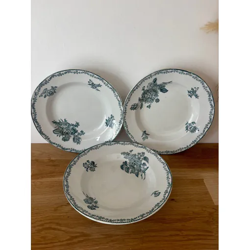 Ensemble De 3 Assiettes Creuses Anciennes Terre De Fer Bouquet St Amand occasion reconditionné disponible sur Rakuten