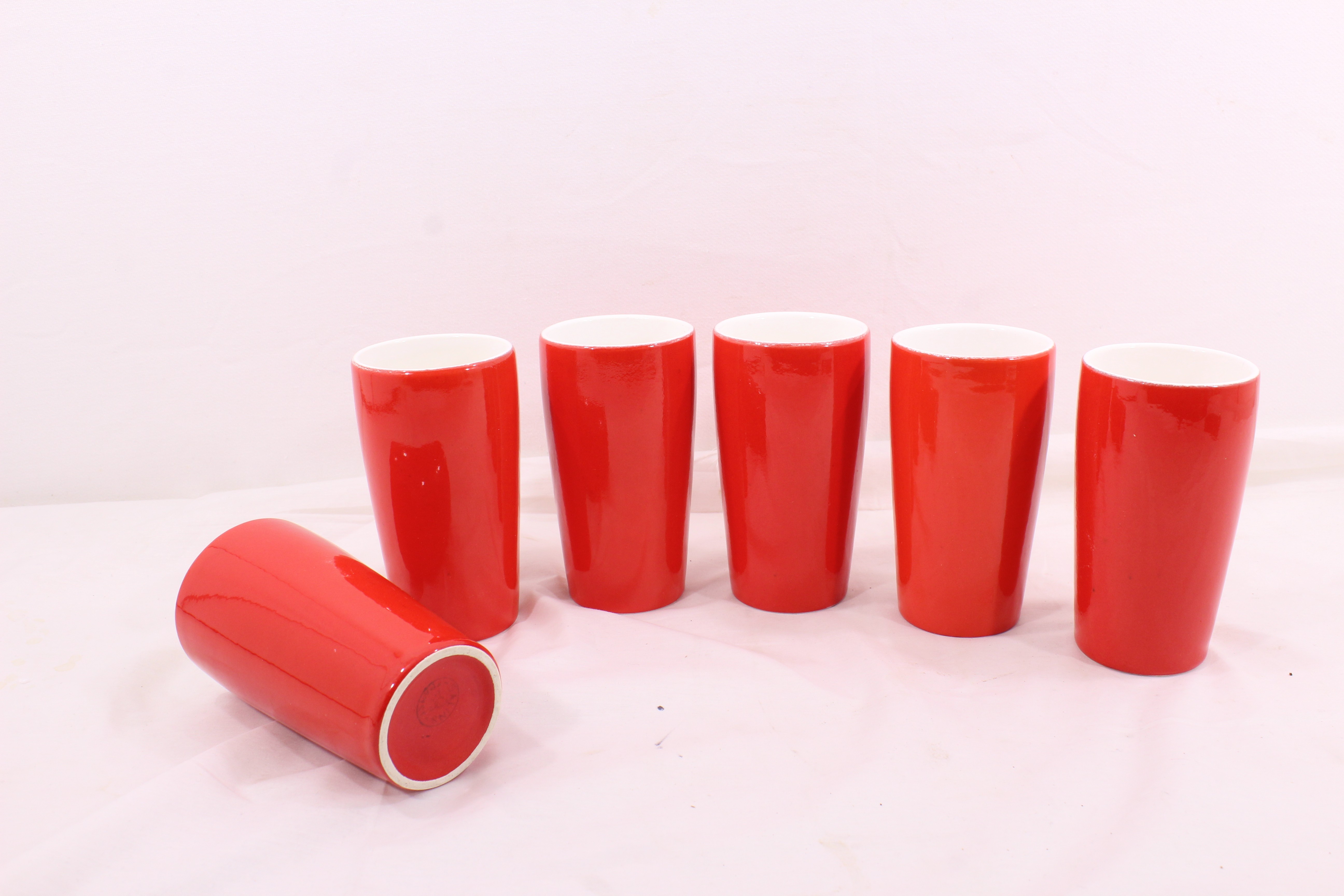 Voir photo 2 de Ensemble de 6 verres orangeade en céramique rouge - Salins France Ensemble de 6 verres orangeade en céramique rouge - Salins France Bon état reconditionné photo 2