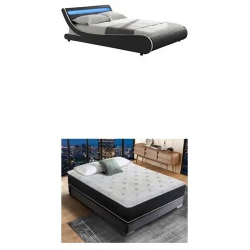 Ensemble lit King Size + Matelas Luxe Mémoire de Formes Bon état reconditionné disponible sur Rakuten