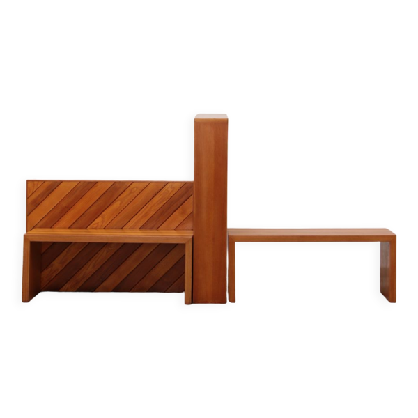 Ensemble modulaire en hêtre de deux séparateurs de pièce avec bancs, 1970 Italie Bon état reconditionné (offre indisponible)