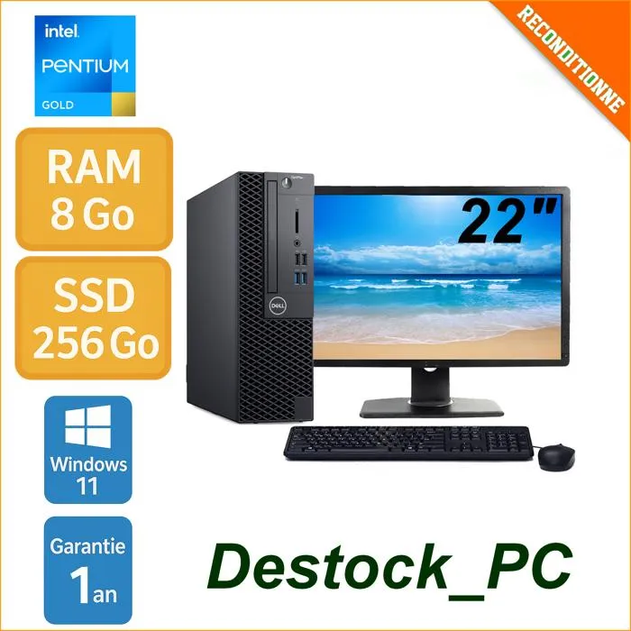 Ensemble PC de Bureau + Écran 22 – Dell OptiPlex 3050 – 8Go – SSD – Windows 11 Pro – Pas Cher Reconditionné Dell reconditionné disponible sur Cdiscount Seconde Vie