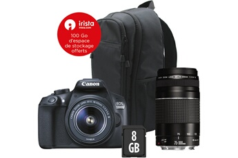 EOS 1300D + EF-S 18-55MM DC III + EF 75-300mm f/4-5.6 III + Sac + SD 8GO Très bon état Canon reconditionné disponible sur Darty