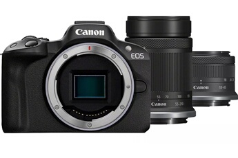 EOS R50 + RF-S 18-45mm f/4.5-6.3 IS STM + RF-S 55-210mm f/5-7.1 IS STM Bon état - 897,70 € EOS R50 + RF-S 18-45mm f/4.5-6.3 IS STM + RF-S 55-210mm f/5-7.1 IS STM Bon état Canon reconditionné disponible sur Darty