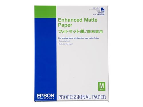 Epson Enhanced Matte - Mat - 260 micromètres - A2 (420 x 594 mm) - 192 g/m² - 50 feuille(s) papier - pour SureColor P5000, SC-P7500, P900, P9500, T2100, T3100, T3400, T3405, T5100, T5400, T5405 État correct reconditionné disponible sur Fnac