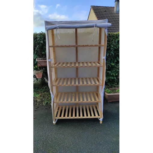 Étagère bois avec tissu blanc (14100 Lisieux) Bon état reconditionné disponible sur Rakuten