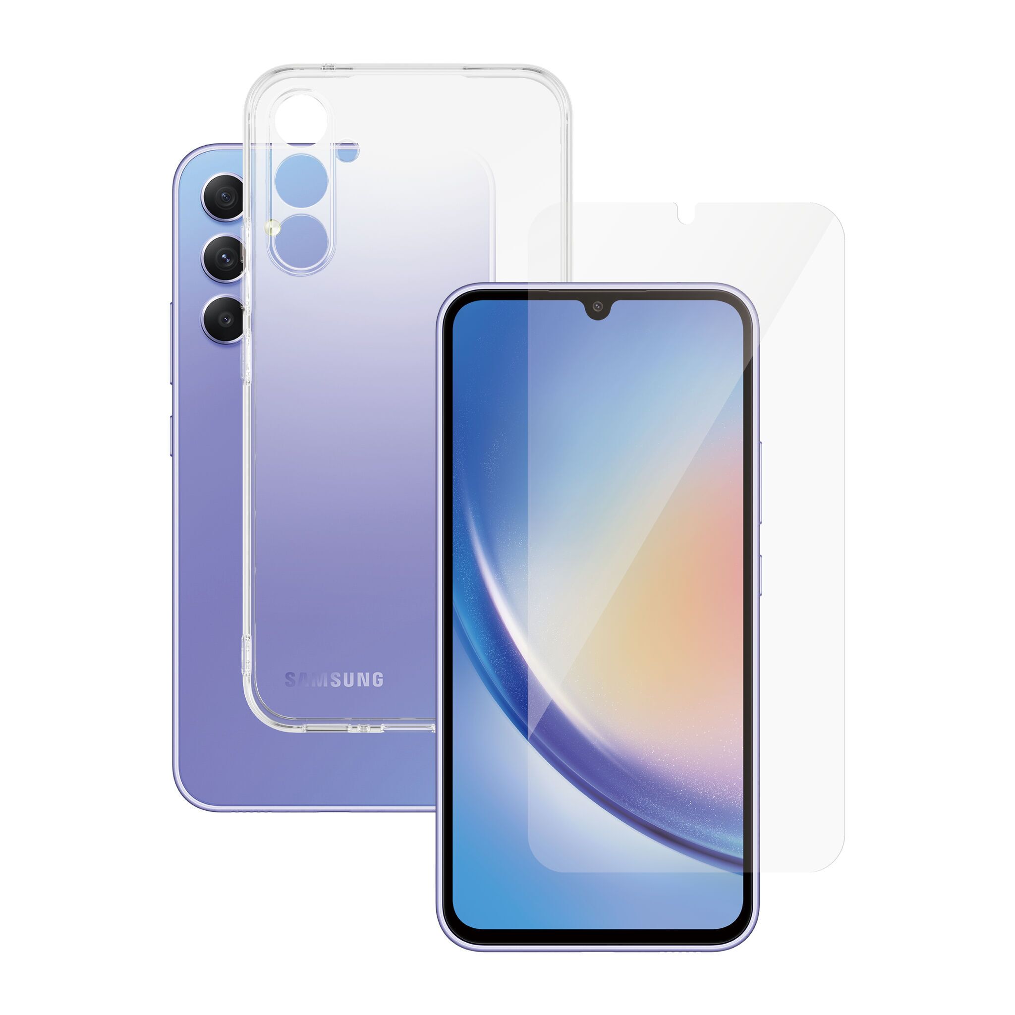 Étui téléphone transparent & protection d'écran PanzerGlass Samsung Galaxy A34 Parfait état PanzerGlass reconditionné disponible sur Refurbed | Dero