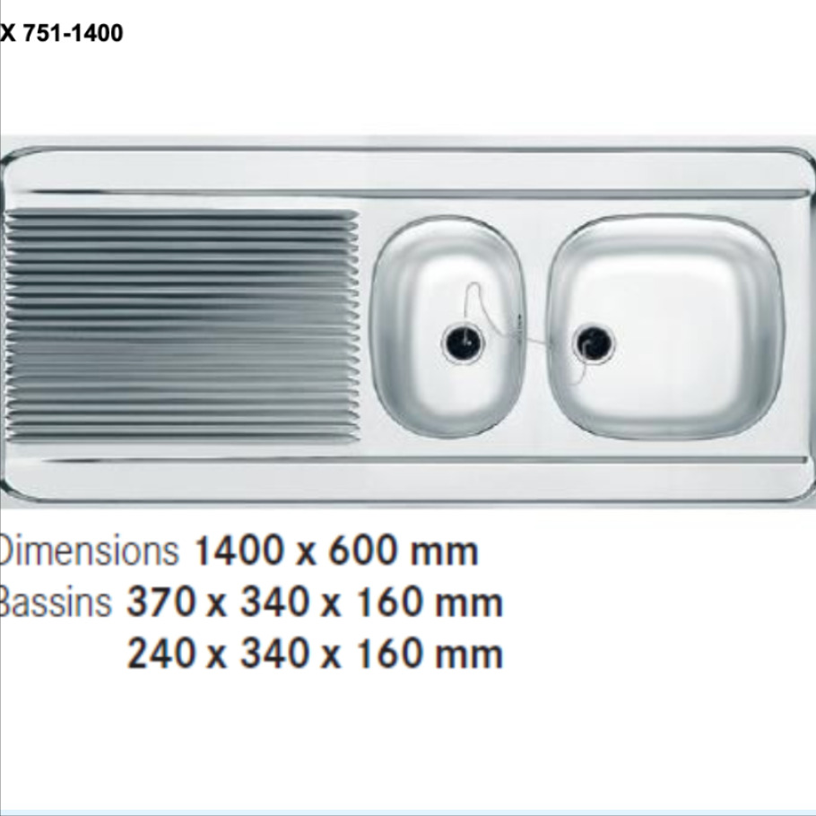 Voir photo 5 de Evier inox 1 bac 1/2 - 1400x600 mm FRANKE Evier inox 1 bac 1/2 - 1400x600 mm FRANKE reconditionné photo 5