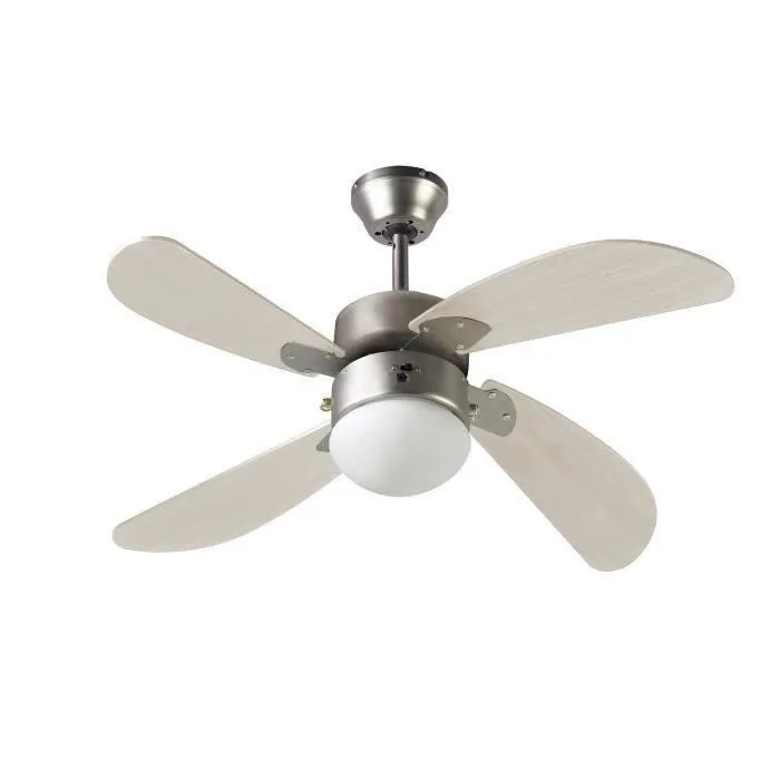 FARELEK - BERMUDES Ø 107 cm - Ventilateur de plafond réversible 4 pales chêne clair + éclairage 1 globe 60W E27 - 112423 Reconditionné - 60,14 € FARELEK - BERMUDES Ø 107 cm - Ventilateur de plafond réversible 4 pales chêne clair + éclairage 1 globe 60W E27 - 112423 Reconditionné reconditionné disponible sur Cdiscount Seconde Vie
