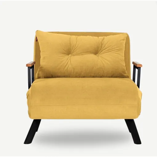 Fauteuil convertible Yolanda Métal Noir et Tissu jaune (Prix initial en novembre 2023 : 326 €) Bon état reconditionné disponible sur Rakuten