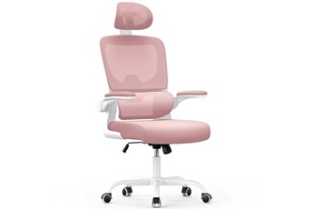 Fauteuil de bureau avec accoudoirs BIGZZIA- à Roulettes - avec appui-tête et support lombaire - Hauteur Réglable - Rose Très bon état reconditionné disponible sur Darty | Dero