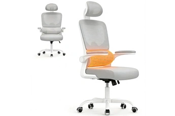 Fauteuil de bureau avec accoudoirs BIGZZIA- à Roulettes - avec appui-tête et support lombaire - Hauteur Réglable - Gris Très bon état reconditionné disponible sur Darty | Dero
