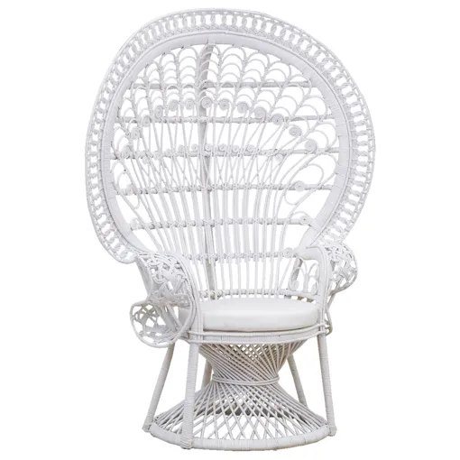 Fauteuil Emmanuelle artisanal en rotin Rotin laqué blanc Bon état reconditionné disponible sur Rakuten