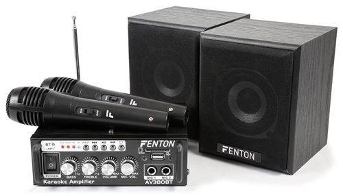 Fenton AV380BT - Kit Karaoké avec Amplificateur USB/SD/BT Enceintes et Microphones, Bluetooth, Ampli 2 x 40 Watts, 2 Micros État correct N/A reconditionné disponible sur Fnac | Dero