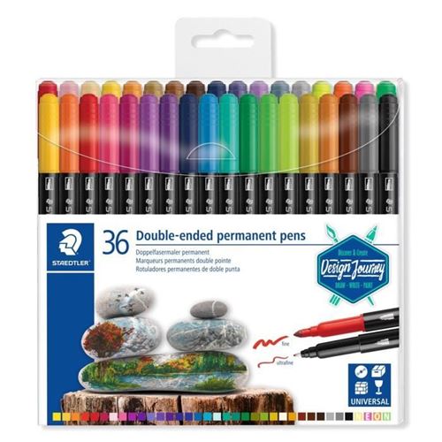 Feutres permanents Staedtler Multicolore - 36 feutres - Double pointe fine et ultra-fine - 3 mm État correct N/A reconditionné disponible sur Fnac